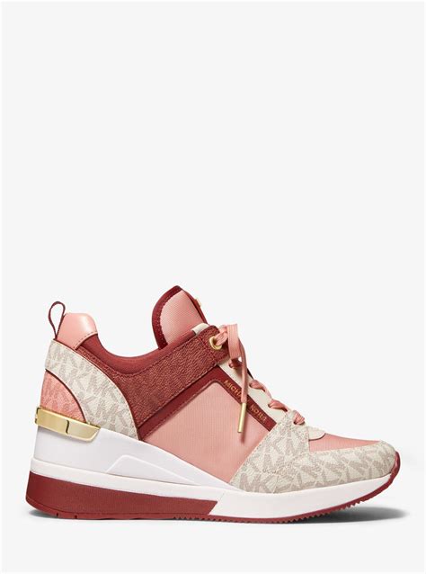 michael kors georgie trainer pink|georgie mixed media trainer.